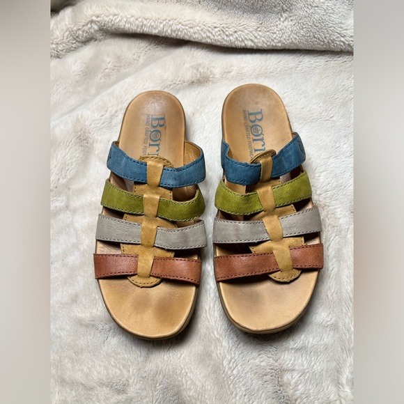 Born Lynae Slide Sandals Womens Size 6 M Sand Multi Color - Picture 1 of 6